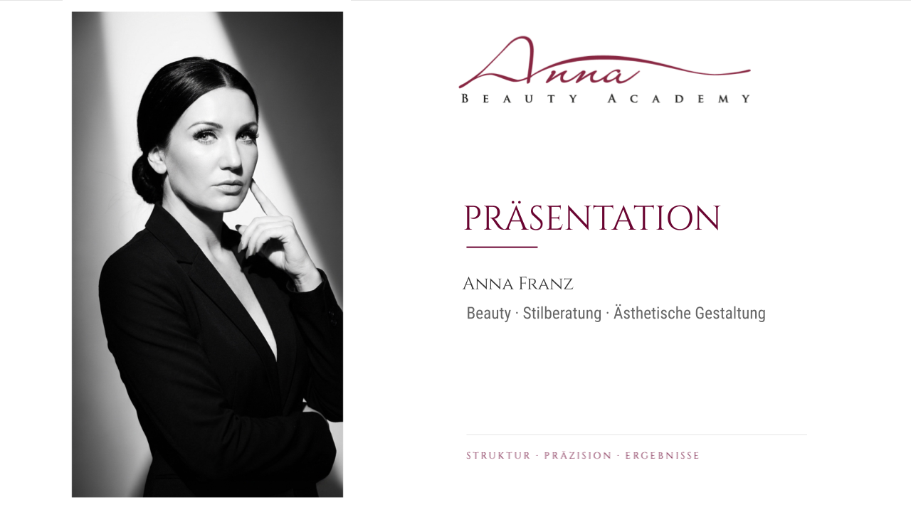 Anna Beauty Academy Präsentation auf Deutsch – Beauty und Business Online-Kurse
